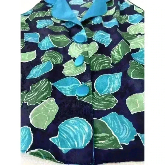 Victoria's Secret Vintage Sz S Shell Print Pajama Top Blouse Blue Gold Label Fun - Picture 5 of 13